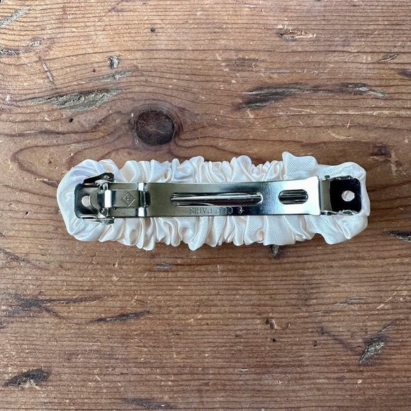 Anthropologie Silk Satin Ivory Ruched Barrette NWOT - Picture 2 of 3